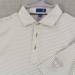 Stitch Golf Polo Shirt Mens M/L White Gray Stripe Short Sleeve Broadmoor Golf